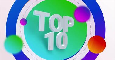 Top 10 Number countdown with colorful background video