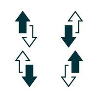 Up and down arrow icon vector. Transfer arrows icon. Two arrows Data network simple graphic icon. Upload and download arrow icon vector