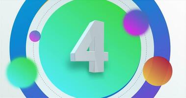 Nummer 4 Countdown mit bunt Hintergrund video