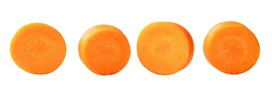 Beautiful orange  carrot slices in set isolated on white background with clipping path photo