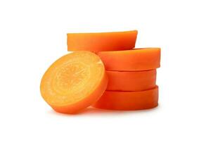 Beautiful orange  carrot slices in stack isolated on white background with clipping path photo