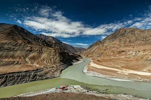 Confluence of Indus and Zanskar Rivers, Ladakh photo