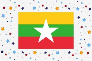 Myanmar Flag Independence Day Celebration With Stars vector