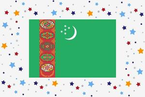 Turkmenistan Flag Independence Day Celebration With Stars vector