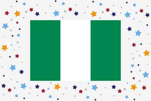 Nigeria Flag Independence Day Celebration With Stars vector
