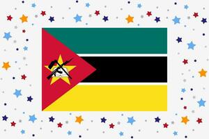 Mozambique Flag Independence Day Celebration With Stars vector