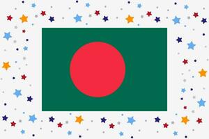 Bangladesh Flag Independence Day Celebration With Stars vector