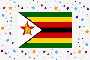 Zimbabwe Flag Independence Day Celebration With Stars vector