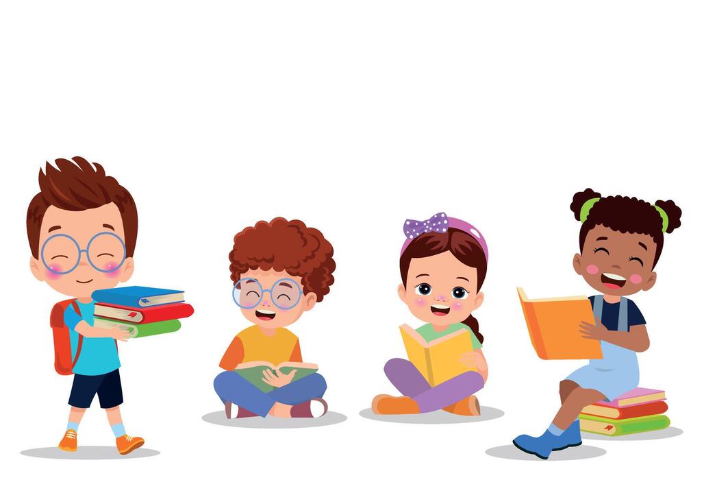 Page 2 | Cartoon Kids Reading Vector Art, Icons, and Graphics for Free
