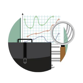 Analytics and data analysis. Vector analytics graph data, financial business chart illustration