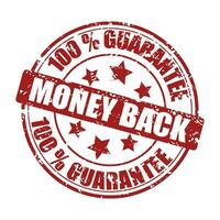 Money back guarantee stamp rubber isolated on white. Vector round form imprint scratched illustration