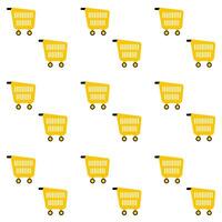 Pattern seamless background with pushcart for retail and shop, cart basket and pushcart endless backdrop vector