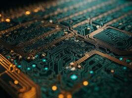 AI generated Big data technology cyberspace motherboard microchip circuit board computer processor photo