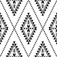 Indigenous seamless repeat pattern. Aztec ethnic retro style. Tribal abstract geometric background. Black and white. Design for rug, curtain, pillow, textile, wrapping, fabric, tablecloth, embroidery. vector