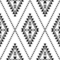 Indigenous seamless repeat pattern. Aztec ethnic retro style. Tribal abstract geometric background. Black and white. Design for rug, curtain, pillow, textile, wrapping, fabric, tablecloth, embroidery. vector