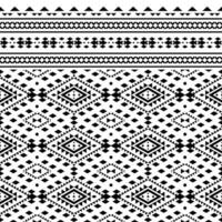Seamless geometric border with Aztec and Navajo tribal motif. Ethnic contemporary pattern. Black and white color. Design for rug, curtain, pillow, textile, wrapping, fabric, tablecloth, embroidery. vector