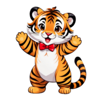 AI generated Minimal cute tiger cartoon characters isolated on transparent background PNG AI Generative