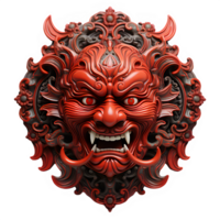 AI generated japanese traditional red devil mask isolated cut out on transparent background ,generative ai png