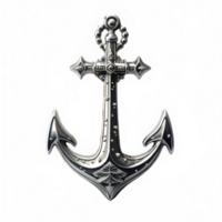 AI generated metallic ship anchor isolated on transparent background ,generative ai png