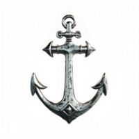 AI generated metallic ship anchor isolated on transparent background ,generative ai png