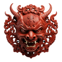 AI generated japanese traditional red devil mask isolated cut out on transparent background ,generative ai png