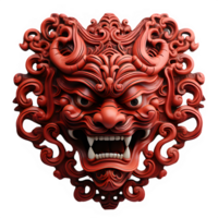 AI generated japanese traditional red devil mask isolated cut out on transparent background ,generative ai png