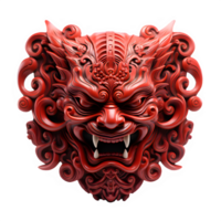 AI generated japanese traditional red devil mask isolated cut out on transparent background ,generative ai png