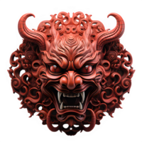 ai generiert japanisch traditionell rot Teufel Maske isoliert Schnitt aus auf transparent Hintergrund ,generativ ai png