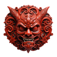 AI generated japanese traditional red devil mask isolated cut out on transparent background ,generative ai png