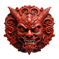 ai généré Japonais traditionnel rouge diable masque isolé Couper en dehors sur transparent Contexte ,génératif ai png