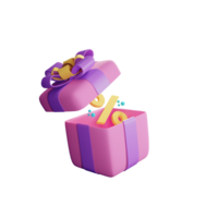 3d purple gift box with transparent background png