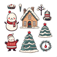 ai generado acuarela navidad clipart conjunto con aislado transparente antecedentes png