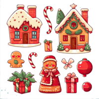 ai generado acuarela navidad clipart conjunto con aislado transparente antecedentes png