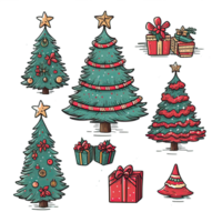 AI generated watercolor christmast clipart set with isolated transparent background png