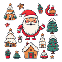 ai generado acuarela navidad clipart conjunto con aislado transparente antecedentes png