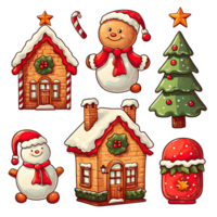 ai generado acuarela navidad clipart conjunto con aislado transparente antecedentes png