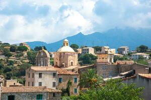 Typical village on Corsica, France. View of traditional houses in the inland of Corsica, France photo