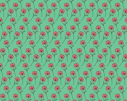 Diagonal Grid of Simple Pink Roses with Yellow Centers on a Light Green Background vector