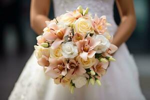 AI generated Beautiful wedding bridal bouquet photo