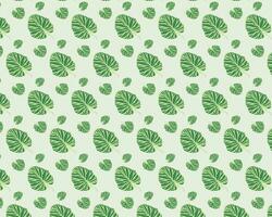 Green Monstera Leaf Pattern on White Background vector