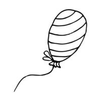 Inflatable balloon on a string on white background. Vector illustration in sketch style