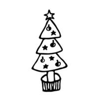 Christmas tree on doodle style on a white background. Vector illustration. EPS10