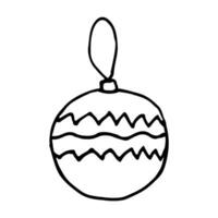 Toy for Christmas tree decorations. New Year balls. Vector illustration in doodle style isolated on white background.