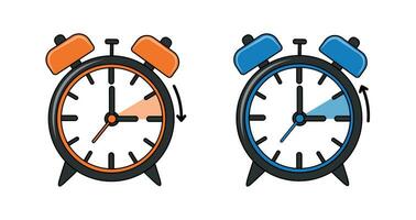 The clock changes to summer and winter time vector