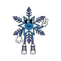 Snowflake character in 70s cartoon style vector