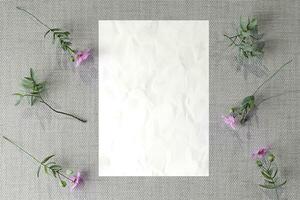 Poster mockup rustic with natural plants photo