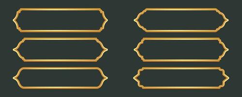 Ramadan Arabic golden shape. Islamic frame with ornament. Turkish ribbon element for text. Oriental banner and tag template. Vector
