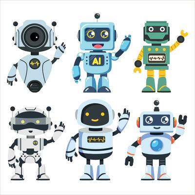 Cute robot say Hi Hello set