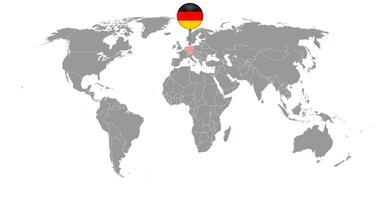 Pin map with Germany flag on world map.Vector illustration. vector