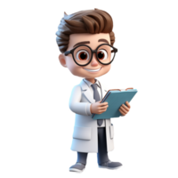 AI generated a 3d young smiling doctor on isolated transparent background png, generated with AI png